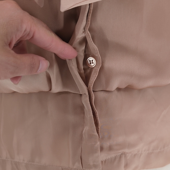 01444 Kenneth Cole Satin Chiffon Bow Top Blouse Pink Size XL preppy victorian - Picture 5 of 9